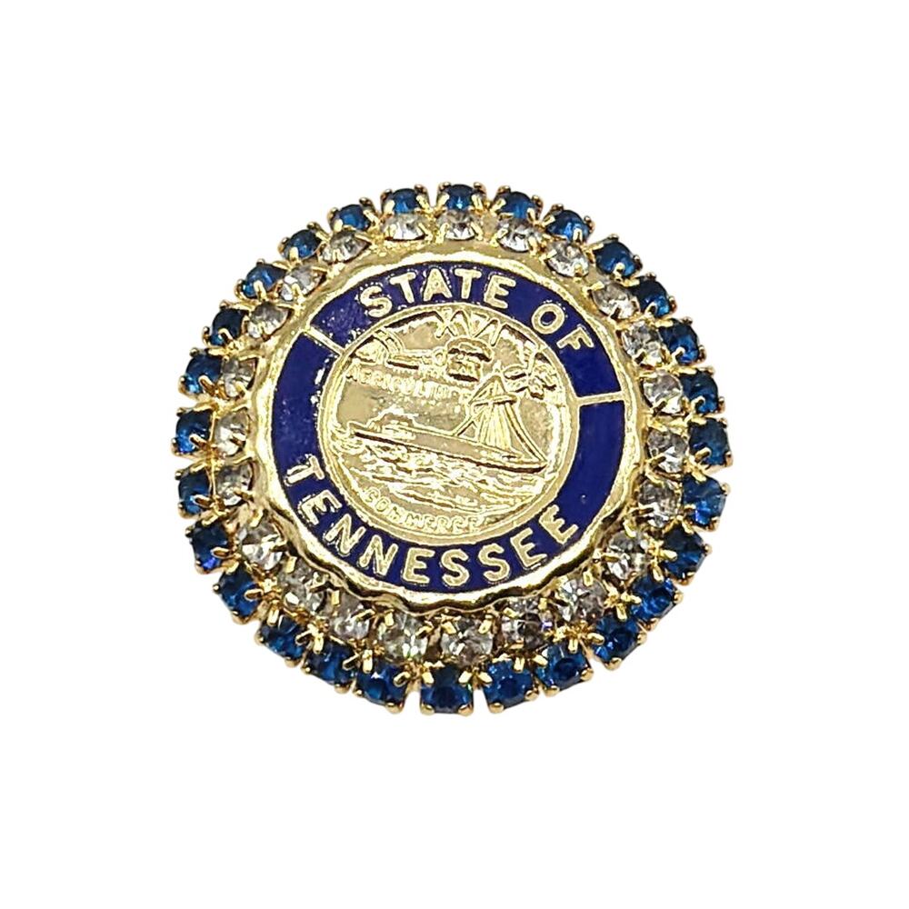 Blue Rhinestones Brooch “State of Tennessee”1.5”